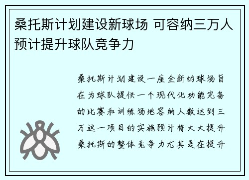 桑托斯计划建设新球场 可容纳三万人预计提升球队竞争力